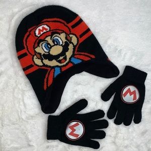 Mario matching hat and gloves set for toddlers boys 2T-5T